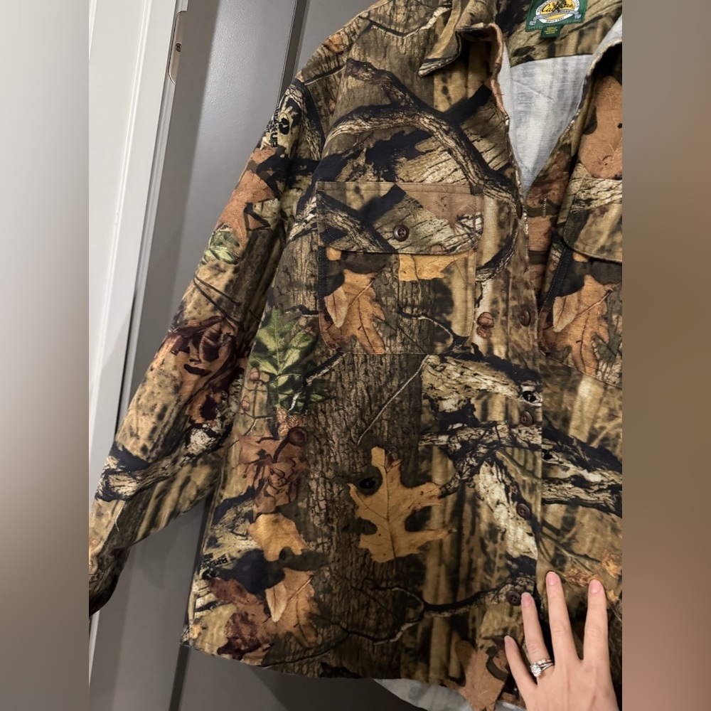 Vintage Cabela's Realtree Camo Lined Jacket XL Hunting Button Up Collared Warm - Picture 3 of 5